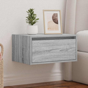 Wand-Nachttisch mit LED Grau Sonoma