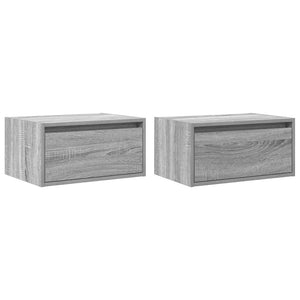 Wand-Nachttische mit LED Grau Sonoma 2er-Set