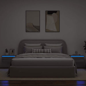 Wand-Nachttische mit LED Grau Sonoma 2er-Set