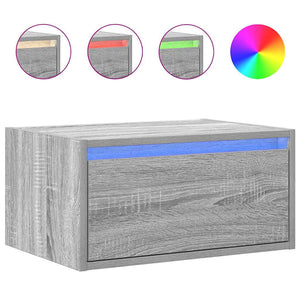 Wand-Nachttische mit LED Grau Sonoma 2er-Set