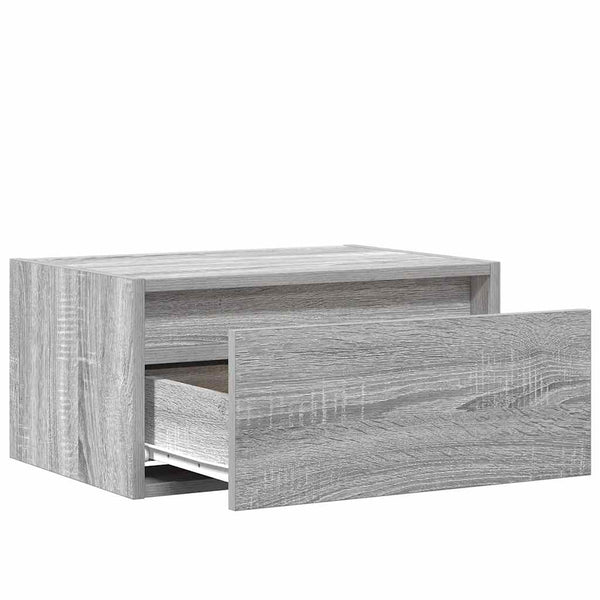 Wand-Nachttische mit LED Grau Sonoma 2er-Set