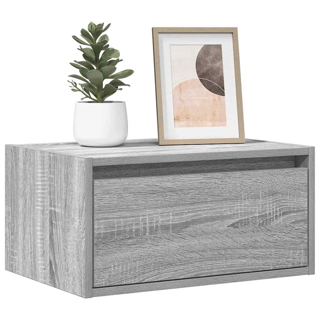Wand-Nachttische mit LED Grau Sonoma 2er-Set