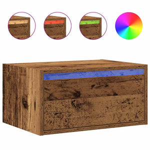 Wand-Nachttisch Altholz-Optik mit LED
