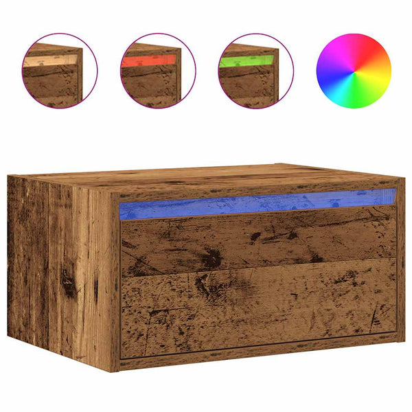 Wand-Nachttisch Altholz-Optik mit LED