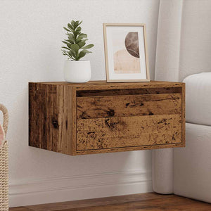 Wand-Nachttisch Altholz-Optik mit LED