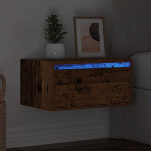 Wand-Nachttisch Altholz-Optik mit LED