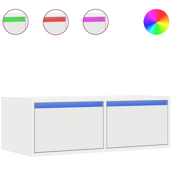 TV-Schrank Weiß mit LED-Leuchten 75 cm