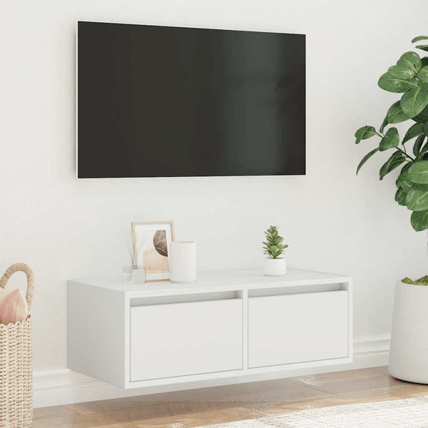 TV-Schrank Weiß mit LED-Leuchten 75 cm