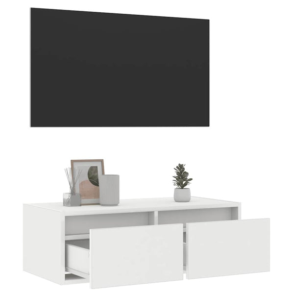 TV-Schrank Weiß mit LED-Leuchten 75 cm