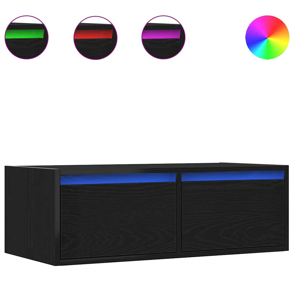TV-Schrank mit LED Schwarz Eichen-Optik
