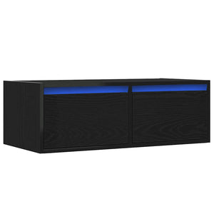 TV-Schrank mit LED Schwarz Eichen-Optik
