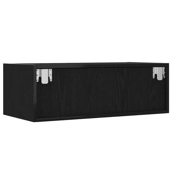 TV-Schrank mit LED Schwarz Eichen-Optik