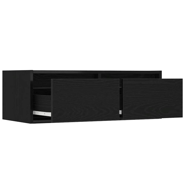 TV-Schrank mit LED Schwarz Eichen-Optik