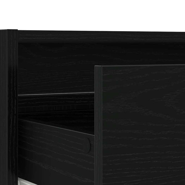 TV-Schrank mit LED Schwarz Eichen-Optik