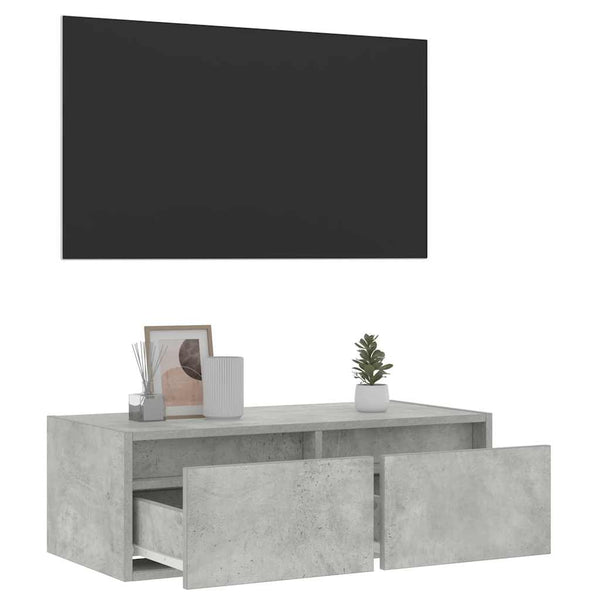 TV-Schrank Betongrau mit LED-Leuchten 75 cm
