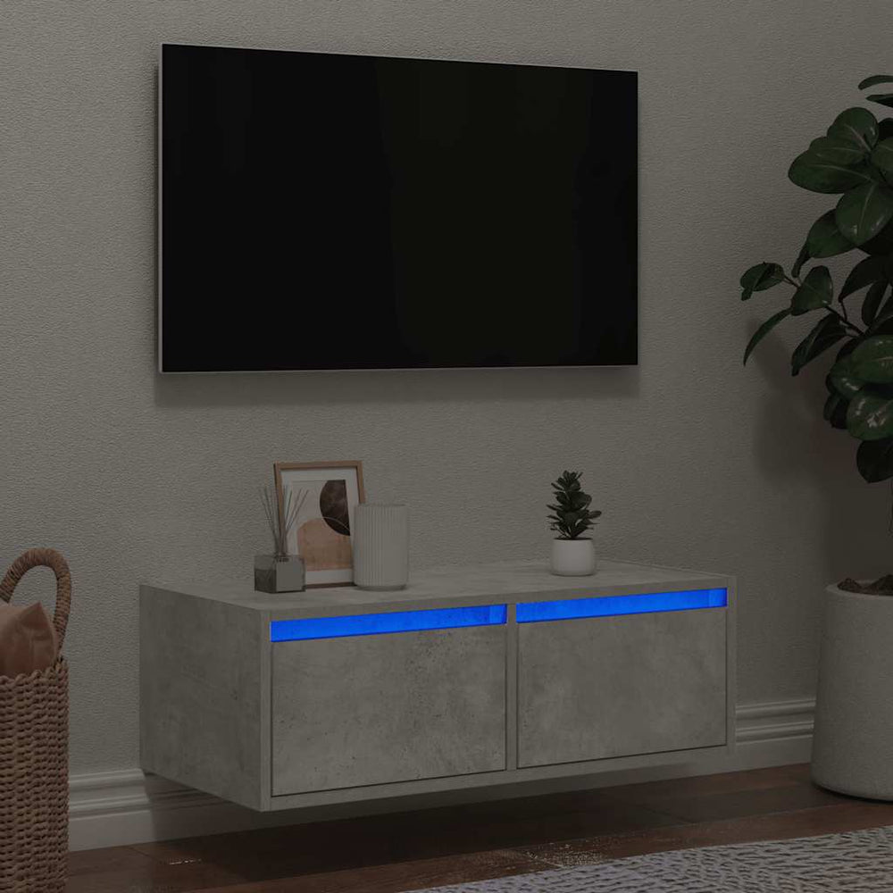 TV-Schrank Betongrau mit LED-Leuchten 75 cm