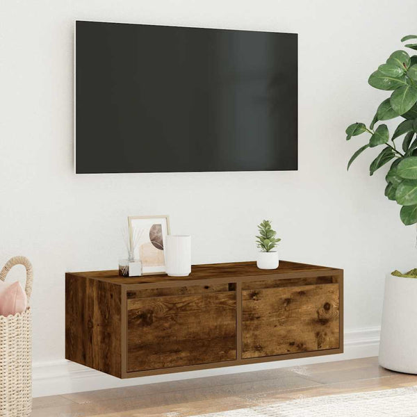 TV-Schrank Räuchereiche mit LED 75 cm