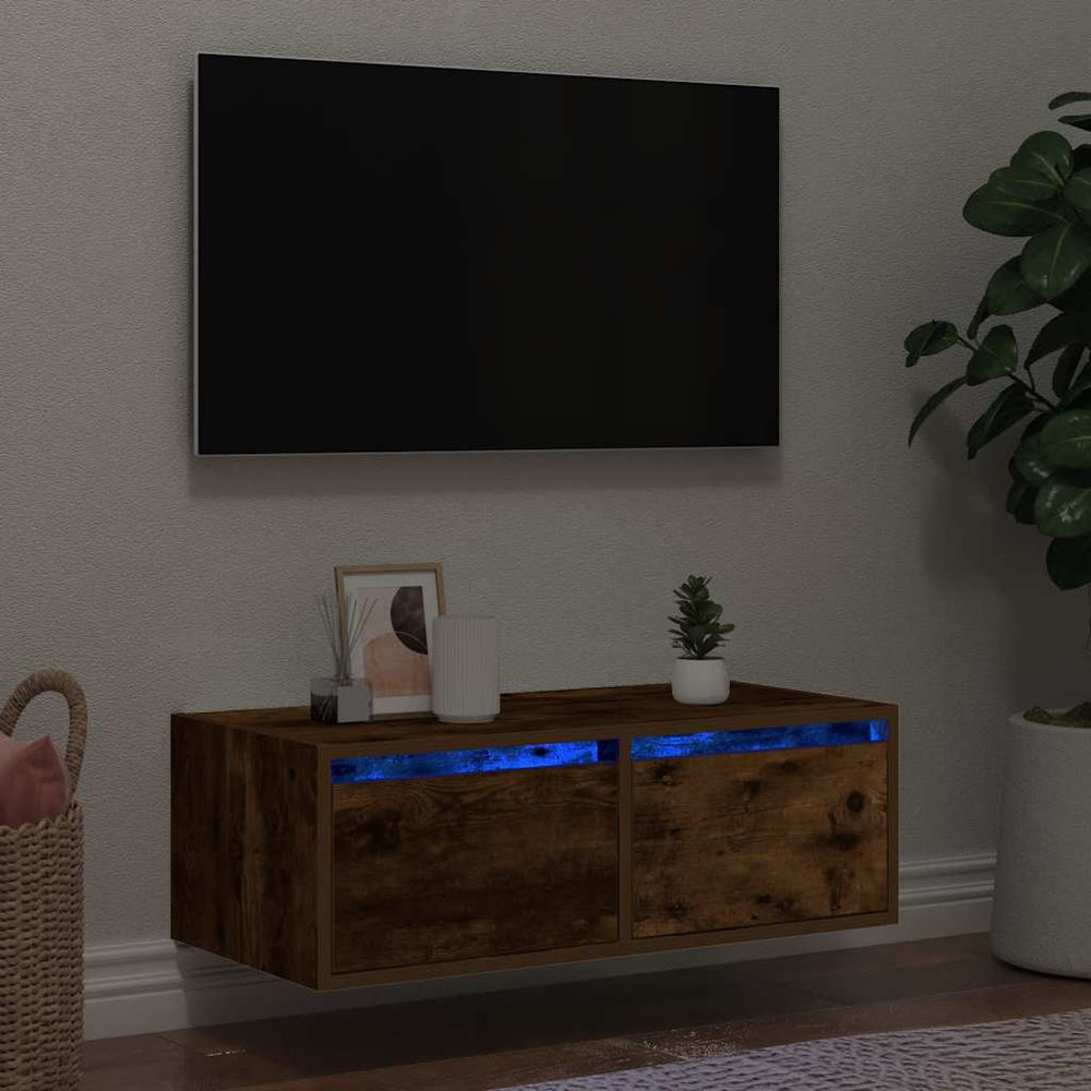 TV-Schrank Räuchereiche mit LED 75 cm
