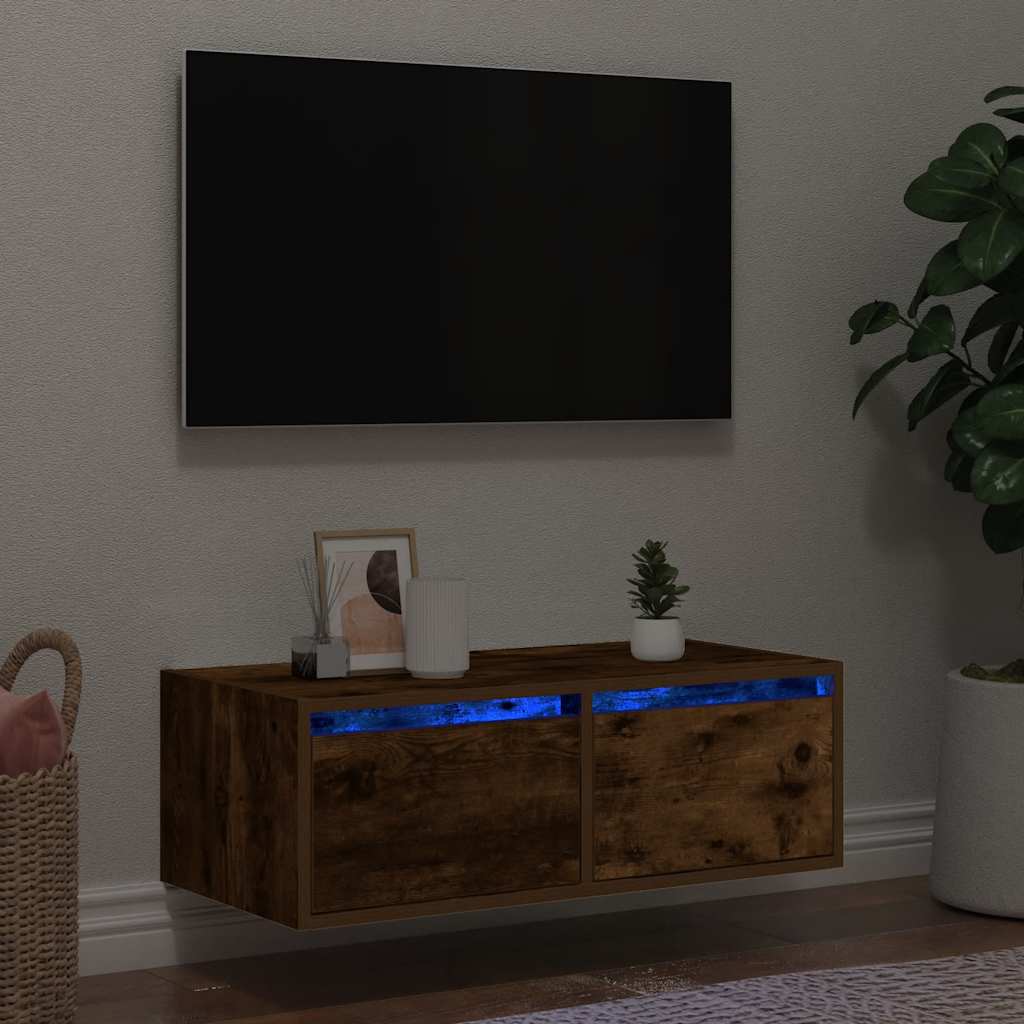 TV-Schrank Räuchereiche mit LED 75 cm