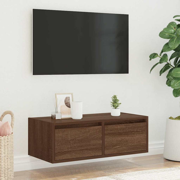 TV-Schrank mit LED Braun Eichen-Optik 75 cm