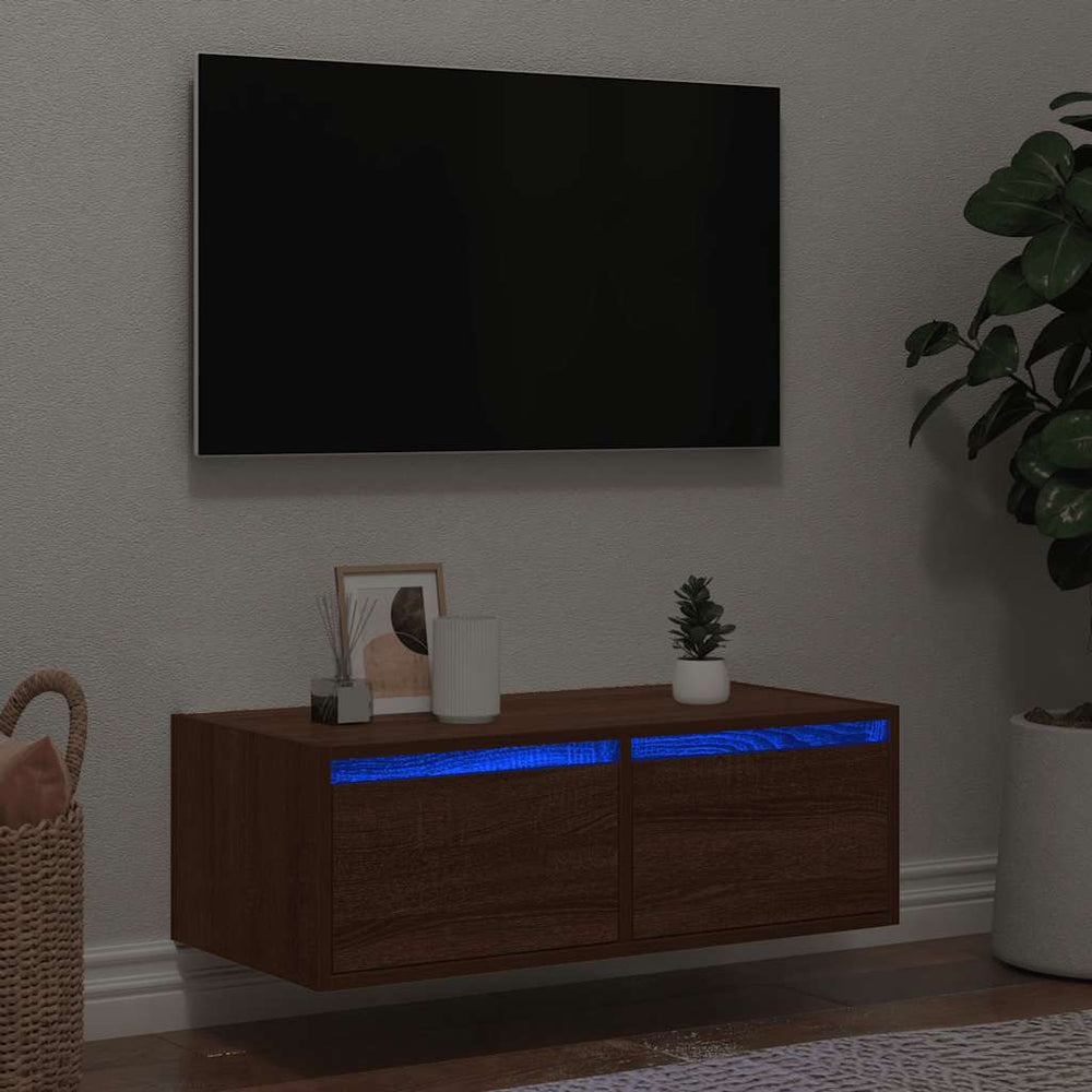 TV-Schrank mit LED Braun Eichen-Optik 75 cm