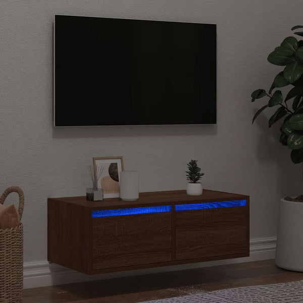 TV-Schrank mit LED Braun Eichen-Optik 75 cm