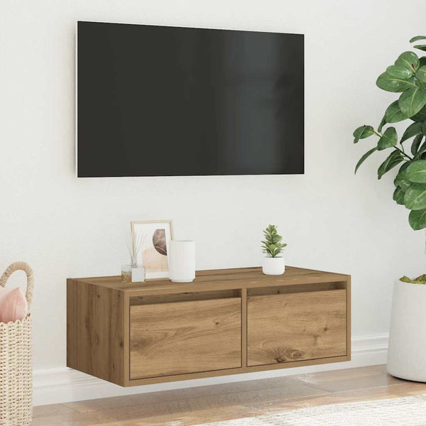 TV-Schrank Artisan-Eiche mit LED-Beleuchtung 75 cm