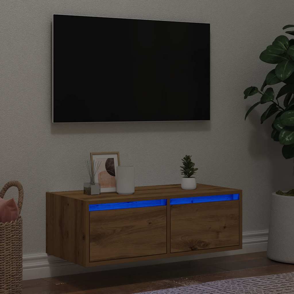 TV-Schrank Artisan-Eiche mit LED-Beleuchtung 75 cm