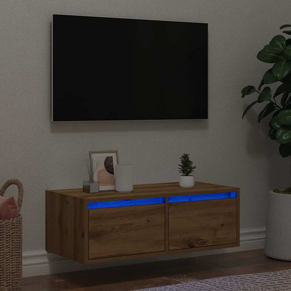 TV-Schrank Artisan-Eiche mit LED-Beleuchtung 75 cm