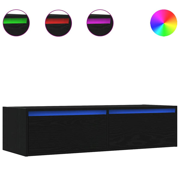 TV-Schrank mit LED Schwarz Eichen-Optik 100 cm