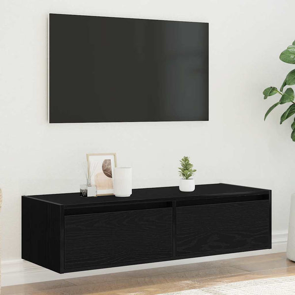 TV-Schrank mit LED Schwarz Eichen-Optik 100 cm