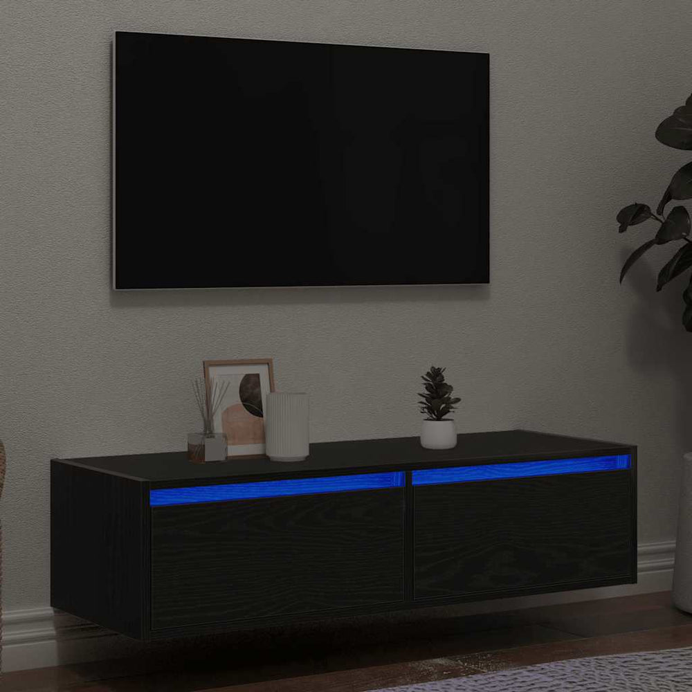 TV-Schrank mit LED Schwarz Eichen-Optik 100 cm