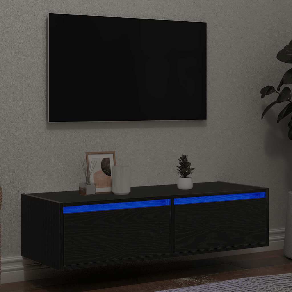 TV-Schrank mit LED Schwarz Eichen-Optik 100 cm