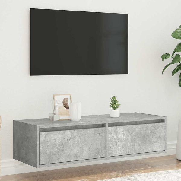 TV-Schrank Betongrau mit LED 100cm