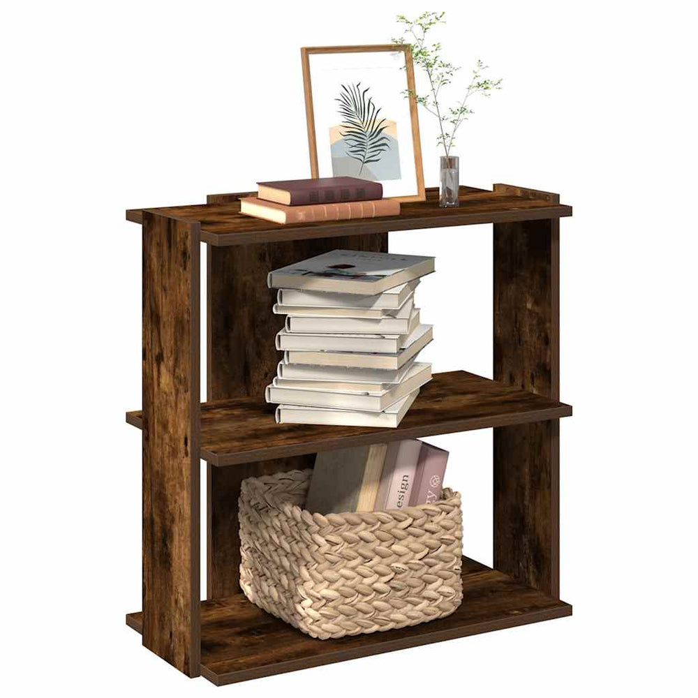 vidaXL Bookcase 3 Tiers Smoked Oak 60x30x60 cm Engineered Wood