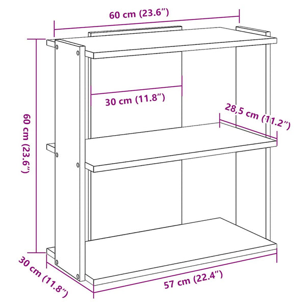 Bücherregal Grau Sonoma 60x60 cm