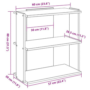 Bücherregal Weiß, 3 Böden, 60x80 cm