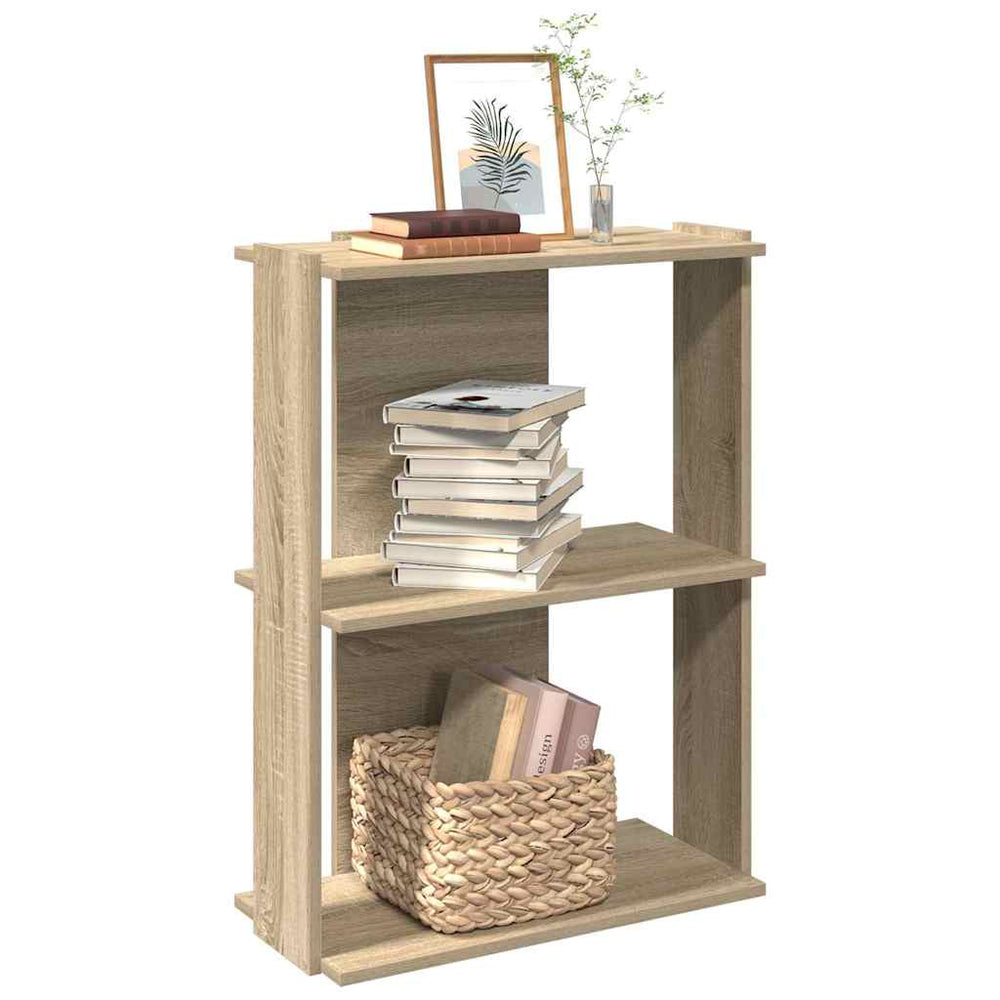 vidaXL Bookshelf 3 Tiers Sonoma Oak 60x30x80 cm Engineered Wood