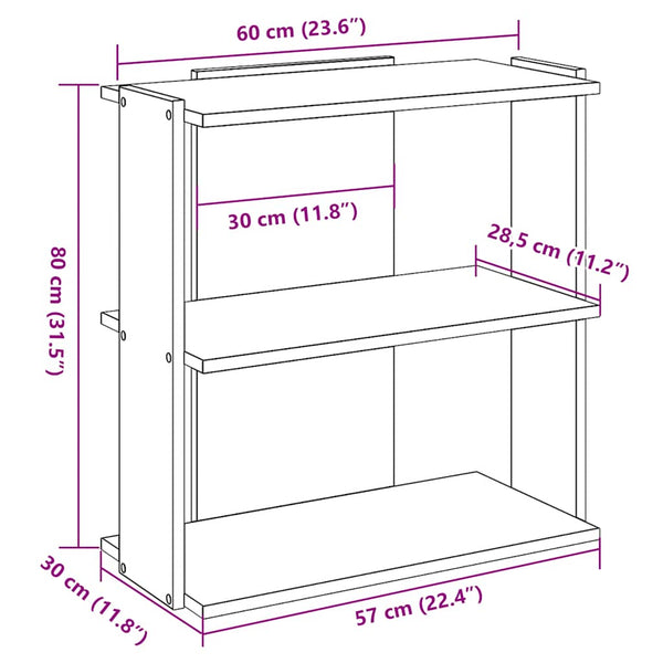 Bücherregal Grau Sonoma 60x30x80 cm