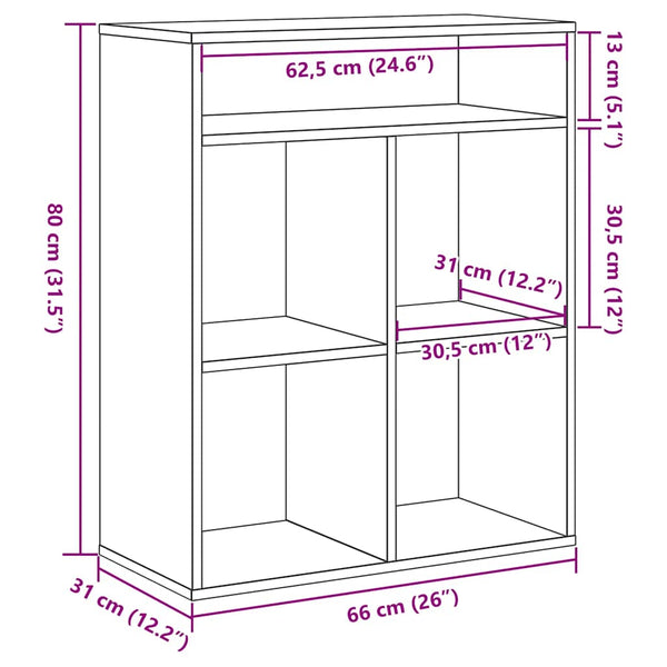 Bücherregal Grau Sonoma 66x80 cm