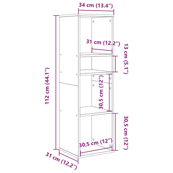 Bücherregal Braun Eichenoptik 112 cm Hoch