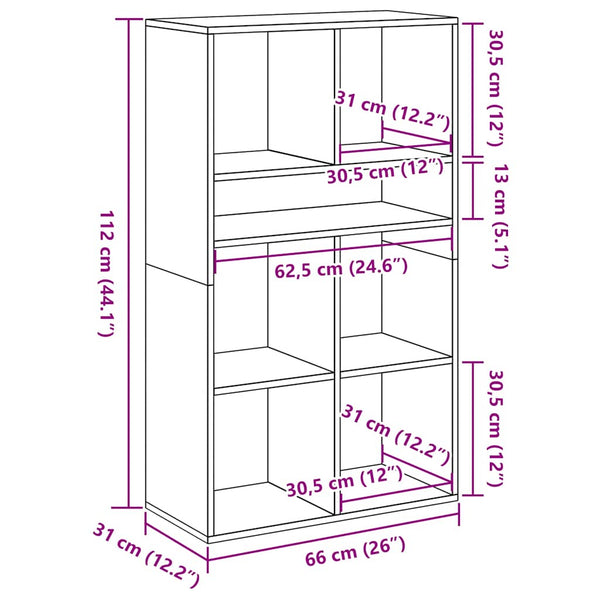 Bücherregal Artisan Eiche 66x31x112 cm