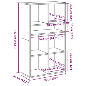 Bücherregal Grau Sonoma 66x31x112 cm
