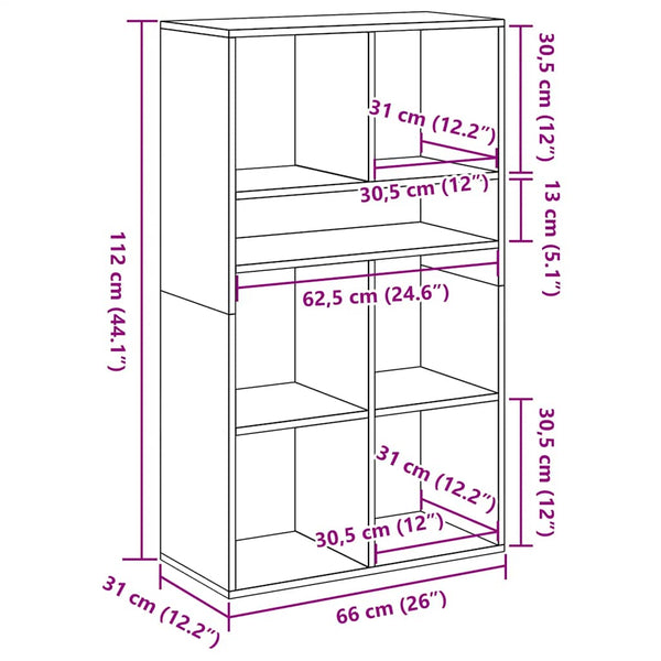 Bücherregal Grau Sonoma 66x31x112 cm
