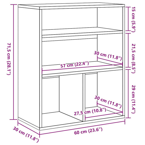 Bücherregal Räuchereiche 60 cm