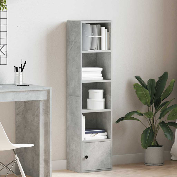 Betongraues Bücherregal, 127 cm hoch