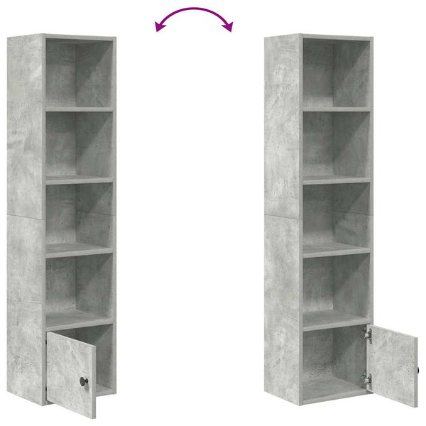 Betongraues Bücherregal, 127 cm hoch