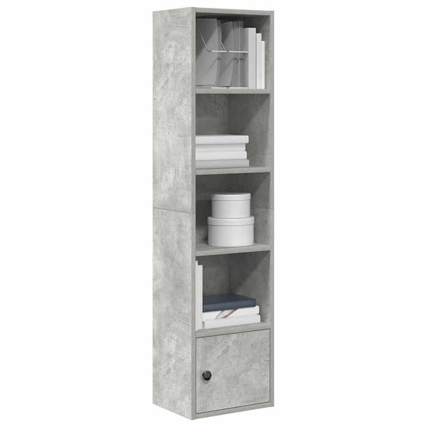 Betongraues Bücherregal, 127 cm hoch