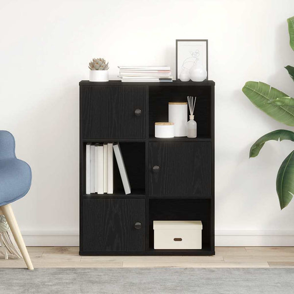 Bücherregal Schwarz Eichen-Optik