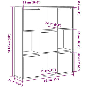 Bücherregal Grau Sonoma 89x24x101,5 cm